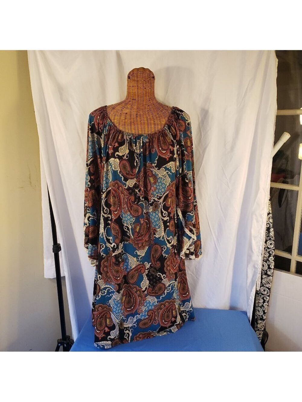 2B Together Women's Paisley Maxi Dress - Blue/Black/Red - XL